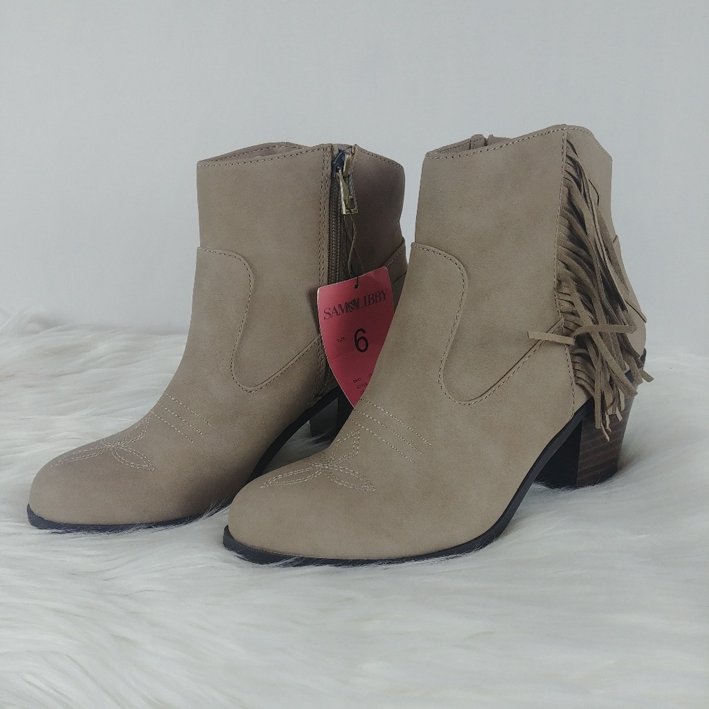 Sam & Libby Watson Cowgirl Ankle Booties w Fringe